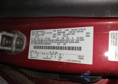 2020 Ford Escape Sel из США, поврежденный, VIN 1FMCU9H93LUA04531